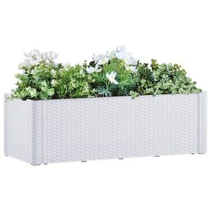 vidaXL Strat înălțat grădină cu sistem auto-udare, alb, 100x43x33 cm imagine