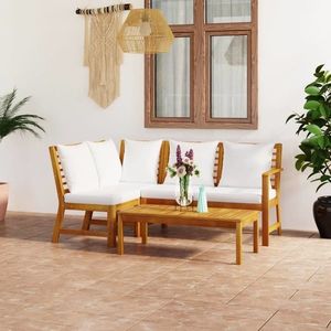 vidaXL Set mobilier de grădină cu perne crem 4 piese lemn masiv acacia imagine