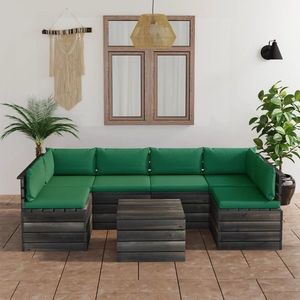 vidaXL Set mobilier de grădină din paleți, cu perne, 7 piese, lemn pin imagine