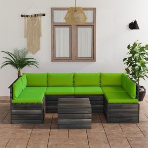 vidaXL Set mobilier grădină din paleți, cu perne, 7 piese, lemn de pin imagine