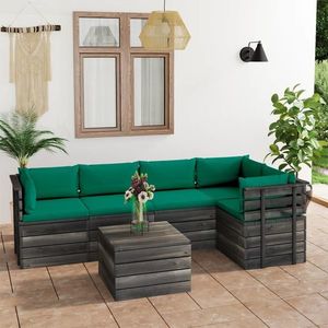vidaXL Set mobilier grădină din paleți, cu perne, 6 piese, lemn molid imagine
