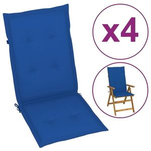 vidaXL Perne scaun spătar înalt, 4 buc., albastru, 120x50x3 cm, textil imagine