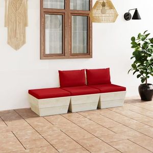 vidaXL Set mobilier grădină din paleți cu perne, 3 piese, lemn molid imagine