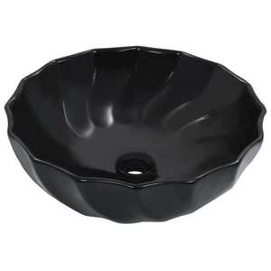 vidaXL Chiuvetă de baie, negru, 46 x 17 cm, ceramică imagine