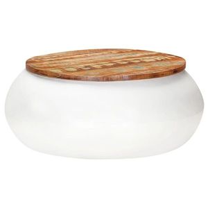 vidaXL Măsuță de cafea, alb, 68x68x30 cm, lemn masiv reciclat imagine