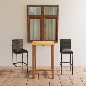 vidaXL Set mobilier de bar de grădină cu perne, 3 piese, gri imagine