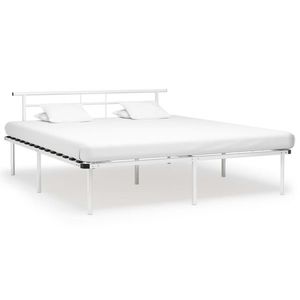 vidaXL Cadru de pat, alb, 180 x 200 cm, metal imagine