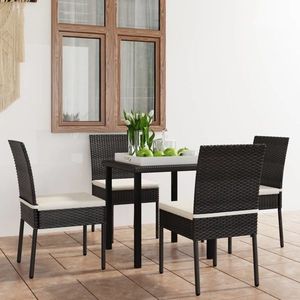 vidaXL Set de masă și scaune de exterior, 5 piese, negru, poliratan imagine