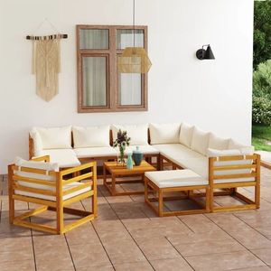 vidaXL Set mobilier de grădină cu perne 12 piese crem lemn masiv acacia imagine
