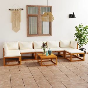 vidaXL Set mobilier grădină cu perne, 8 piese, crem, lemn masiv acacia imagine