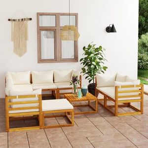 vidaXL Set mobilier grădină cu perne 10 piese crem lemn masiv acacia imagine