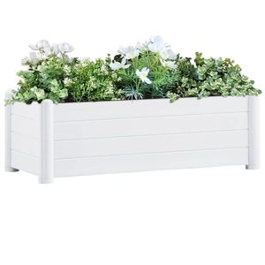 vidaXL Strat înălțat de grădină, alb, 100 x 43 x 35 cm, PP imagine