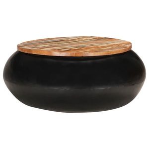 vidaXL Măsuță de cafea, negru, 68x68x30 cm, lemn masiv reciclat imagine