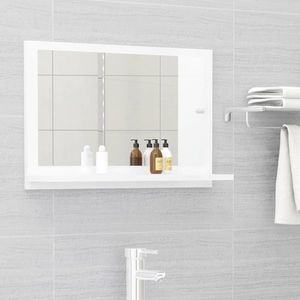 vidaXL Oglindă de baie, alb extralucios, 60 x 10, 5 x 37 cm, PAL imagine