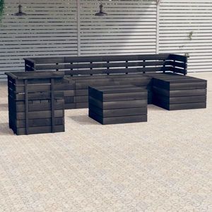 vidaXL Set mobilier grădină paleți 7 piese lemn masiv pin, gri închis imagine