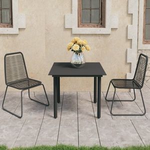 vidaXL Set mobilier de masă pentru grădină, 3 piese, negru, ratan PVC imagine