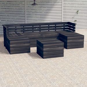 vidaXL Set mobilier grădină paleți 7 piese lemn masiv pin, gri închis imagine