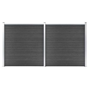 vidaXL Set de panouri de gard, negru, 353 x 186 cm, WPC imagine