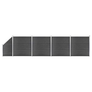 vidaXL Set de panouri de gard, negru, 792x(105-186) cm, WPC imagine