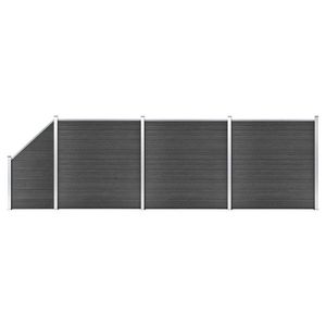 vidaXL Set de panouri de gard, negru, 619x(105-186) cm, WPC imagine