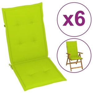 vidaXL Perne scaun de grădină, 6 buc., verde aprins, 120x50x3 cm imagine