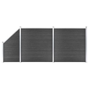 vidaXL Set de panouri de gard, negru, 446x (105-186) cm, WPC imagine