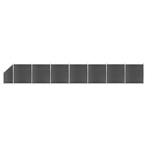 vidaXL Set de panouri de gard, negru, 1311x(105-186) cm, WPC imagine