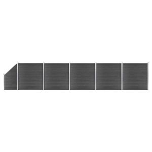 vidaXL Set de panouri de gard, negru, 965x(105-186) cm, WPC imagine
