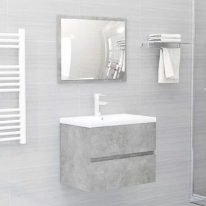 vidaXL Dulap cu chiuvetă de baie și oglindă, gri beton imagine