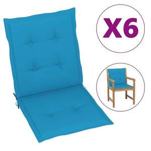 vidaXL Perne scaun de grădină, 6 buc., albastru, 100 x 50 x 3 cm imagine