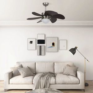 vidaXL Ventilator de tavan cu iluminare, maro închis, 76 cm imagine