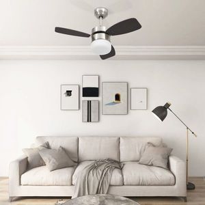 vidaXL Ventilator tavan cu iluminare/telecomandă, maro închis, 76 cm imagine