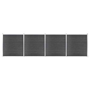 vidaXL Set de panouri de gard, negru, 699x186 cm, WPC imagine
