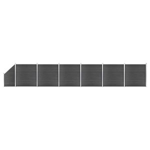 vidaXL Set de panouri de gard, 1138x(105-186) cm, negru, WPC imagine
