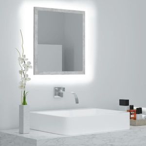 vidaXL Oglindă de baie cu LED, gri beton, 40x8, 5x37 cm, acril imagine