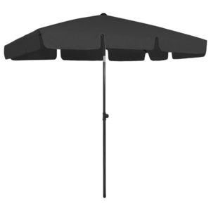 vidaXL Umbrelă de plajă, negru, 200x125 cm imagine