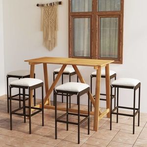 vidaXL Set mobilier de bar de gradină cu perne , 7 piese , maro imagine
