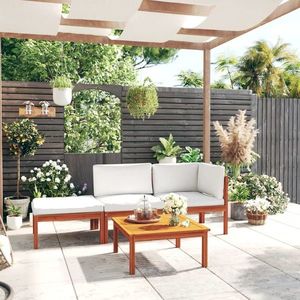 vidaXL Set mobilier grădină cu perne crem, 4 piese, lemn masiv acacia imagine
