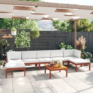 vidaXL Set mobilier grădină cu perne, 8 piese, crem, lemn masiv acacia imagine