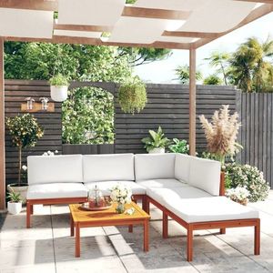 vidaXL Set mobilier grădină cu perne, crem, 6 piese, lemn masiv acacia imagine