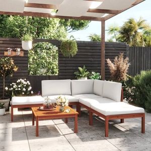 vidaXL Set mobilier grădină cu perne, 6 piese, crem lemn masiv acacia imagine