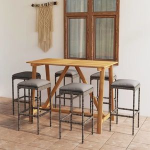 vidaXL Set mobilier de bar de grădină cu perne , 7 piese , gri imagine
