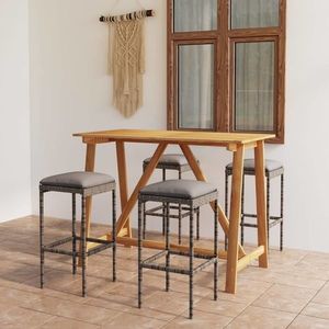 vidaXL Set mobilier de bar de grădină cu perne , 5 piese , gri imagine