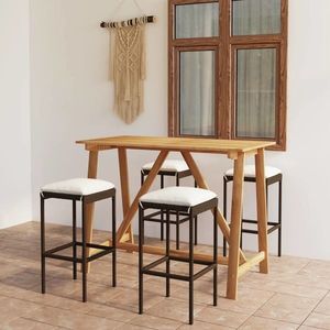 vidaXL Set mobilier de bar de gradină cu perne , 5 piese , maro imagine