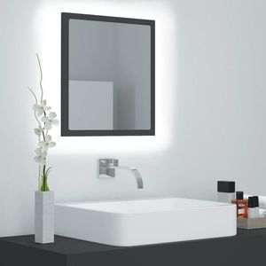 vidaXL Oglindă de baie cu LED, gri, 40x8, 5x37 cm, acril imagine