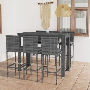 vidaXL Set mobilier bar de grădină cu perne, 7 piese, antracit, poliratan imagine