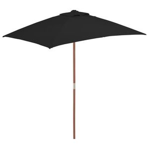 vidaXL Umbrelă de soare, exterior, stâlp lemn, negru, 150x200 cm imagine