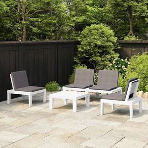 vidaXL Set mobilier de grădină cu perne, 4 piese, alb, plastic imagine
