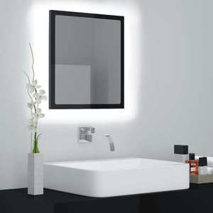 vidaXL Oglindă de baie cu LED, negru extralucios, 40x8, 5x37 cm, acril imagine