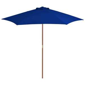 vidaXL Umbrelă de soare exterior cu stâlp din lemn, albastru, 270 cm imagine